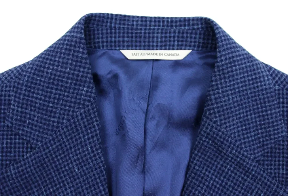 Jack Victor Sport Coat 36 R Mens Myles Blue Check Wool Silk Linen Blazer Jacket